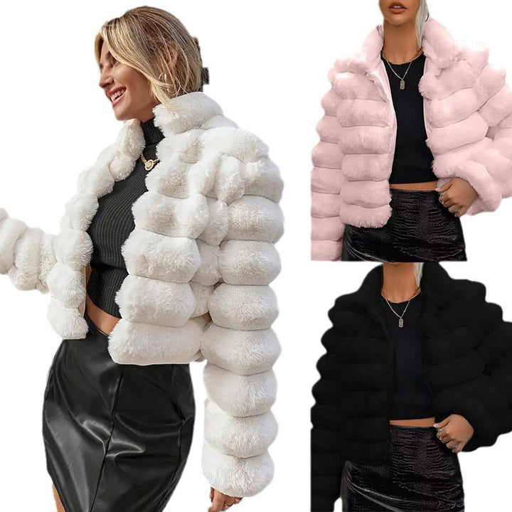 Trendy plush jacket for women with voluminous puff sleeves Lune London