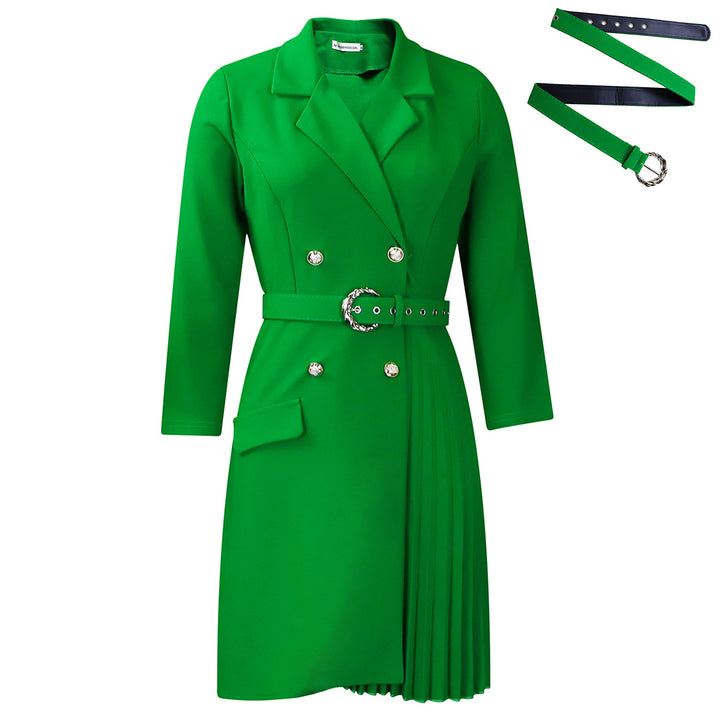 Blazer dress for women with fitted belt and elegant button details Lune London