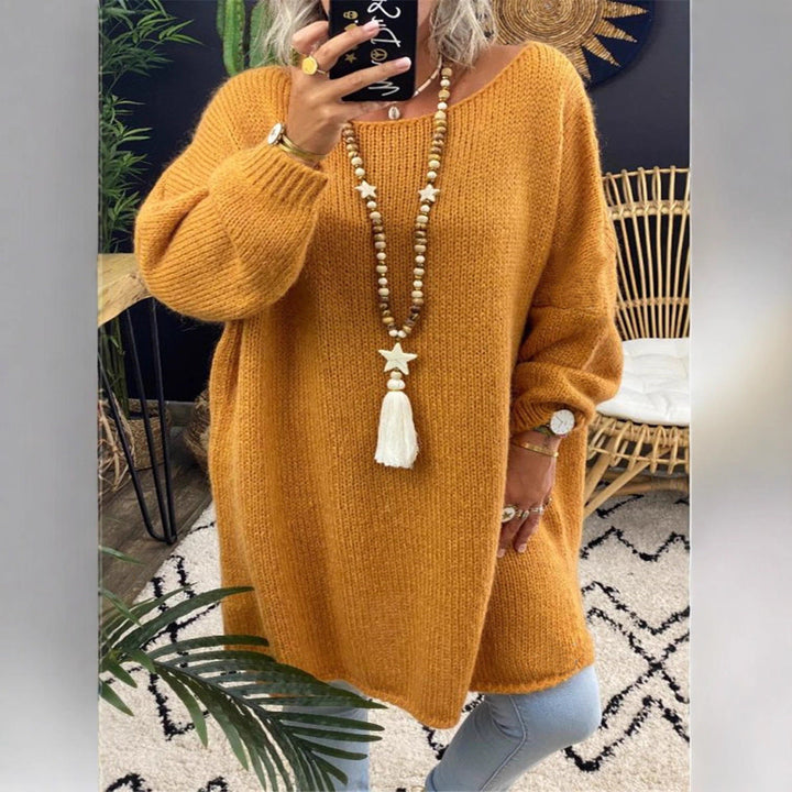 Women's Casual Oversized Long Sleeve Knitted Pullover with Side Slits Lune London