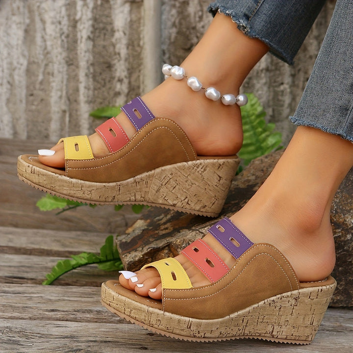 Wedge sandals for women with colorful straps Lune London