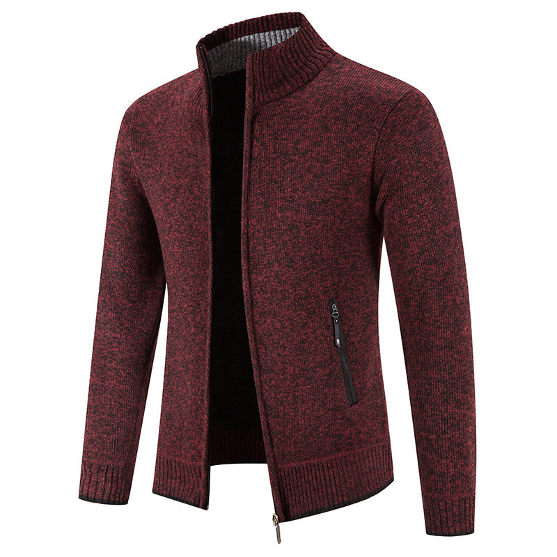 Men's knit jacket with high collar and practical zippered pockets Lune London