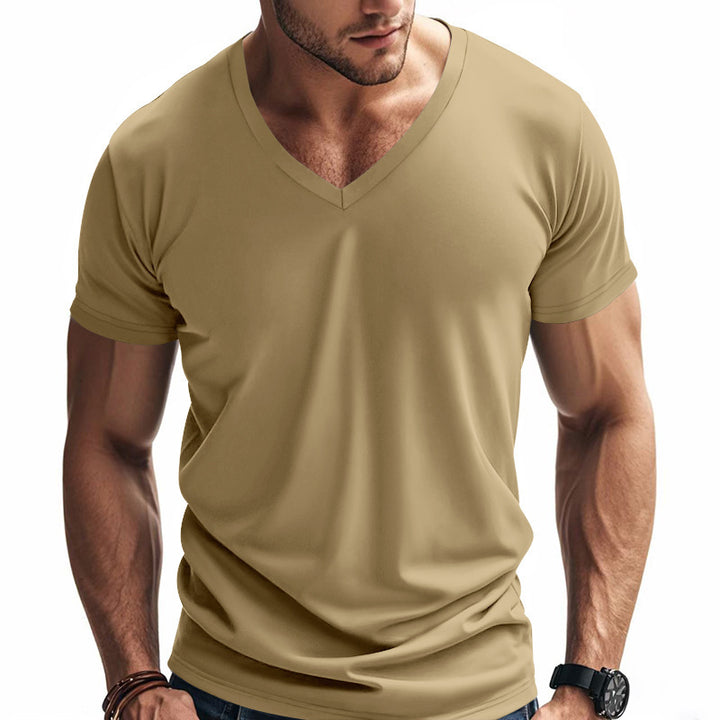 Functional T-shirt for men with V-neck in breathable material Lune London