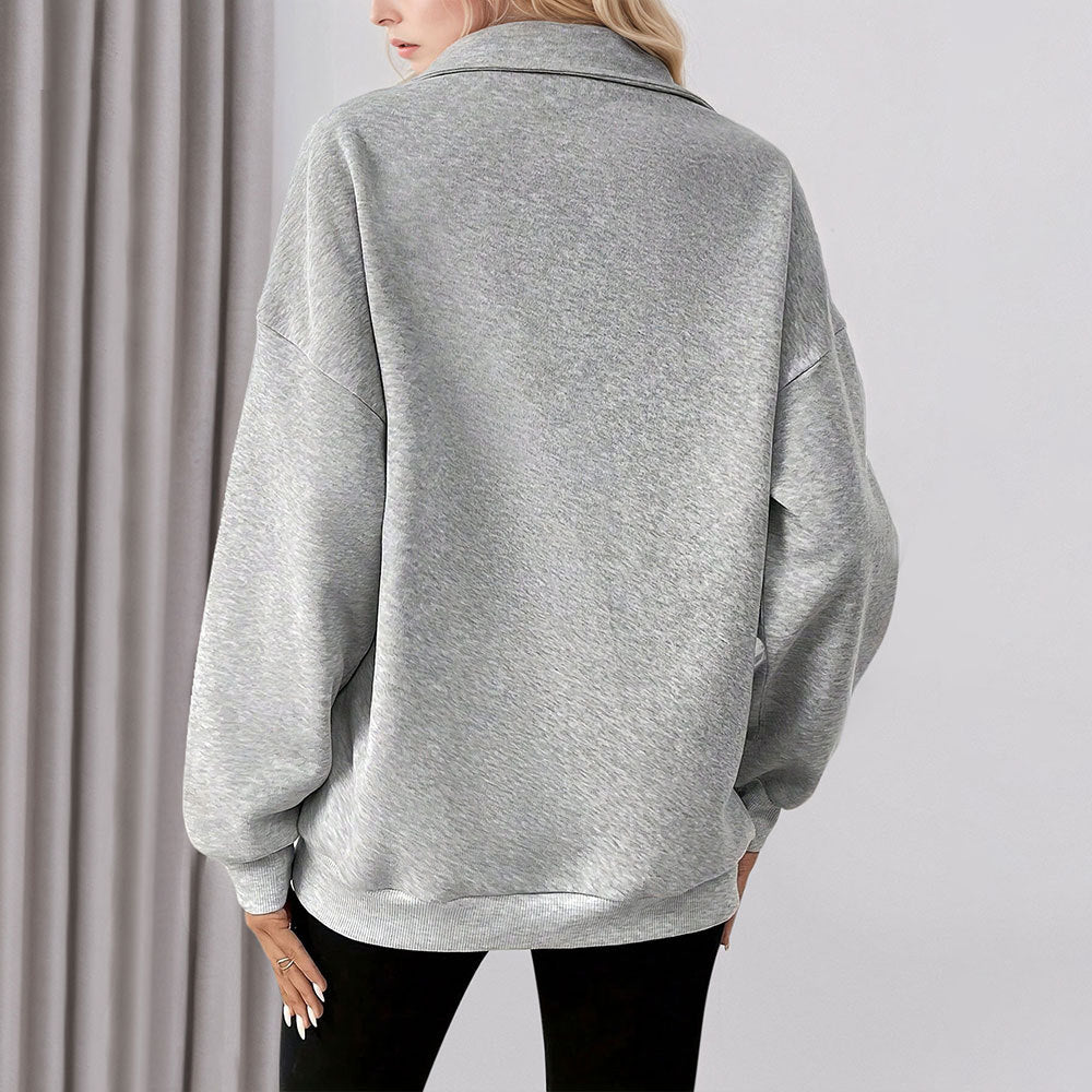 Sweat-shirt décontracté pour femmes avec une demi-fermeture éclair et poches pratiques Chic & Stil