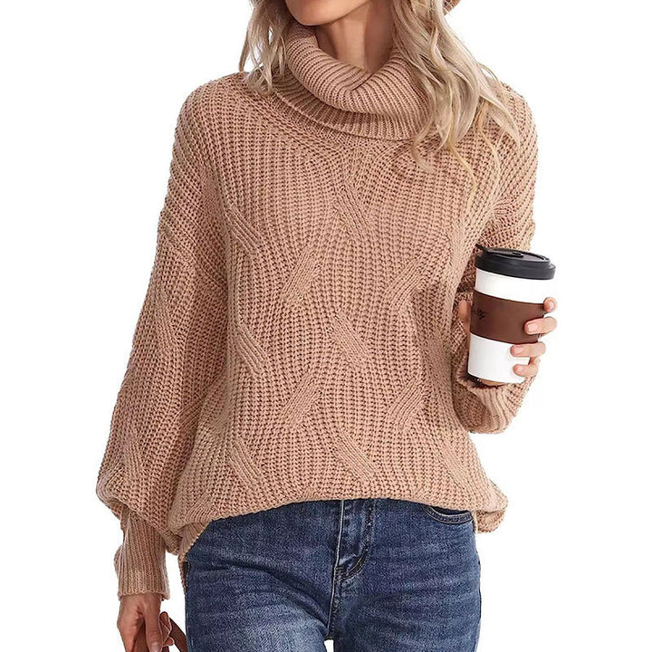 Pull en tricot pour femme avec col haut et look de point texturé Chic & Stil