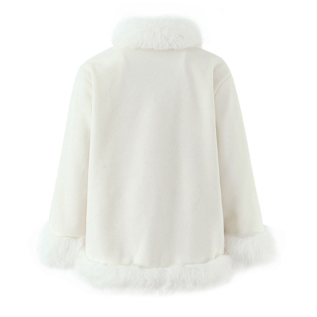 Ladies elegant short jacket with faux fur trim Lune London