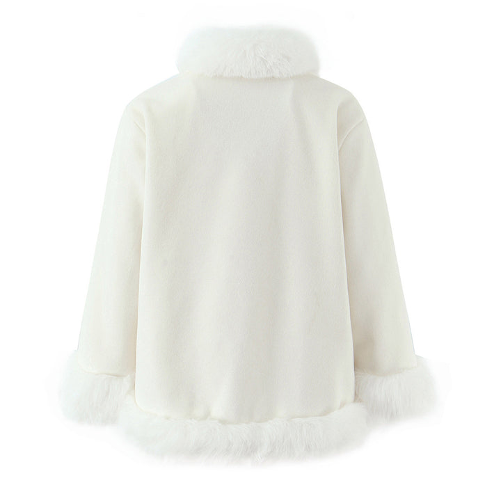 Ladies elegant short jacket with faux fur trim Lune London