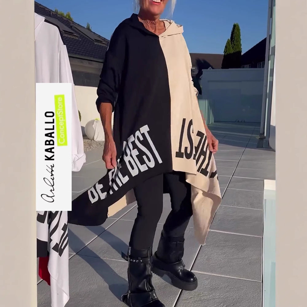 Haut à capuche surdimensionné pour femmes avec éléments contrastants Chic & Stil