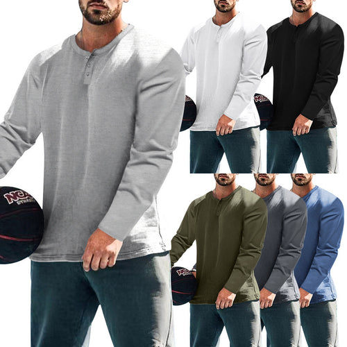 Men's Long Sleeve Henley Shirt with Classic Button Placket Design and Soft Cotton Blend Lune London