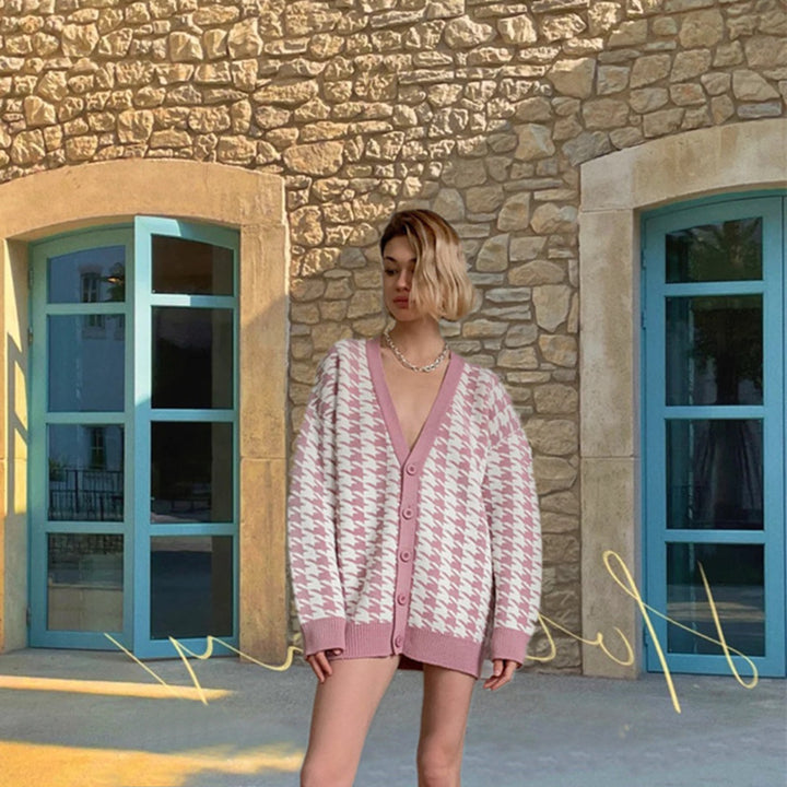 Cardigan de mode féminin en motif pied-de-poule Chic & Stil