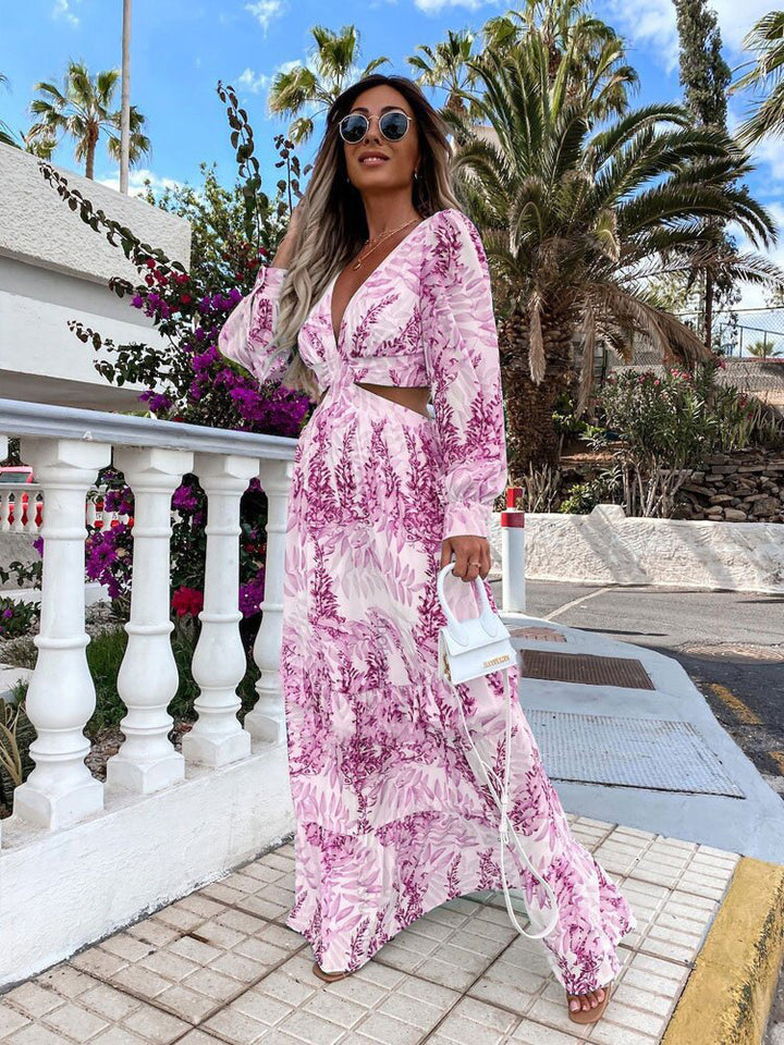 Maxi dress for women with floral details and an elegant cut Lune London