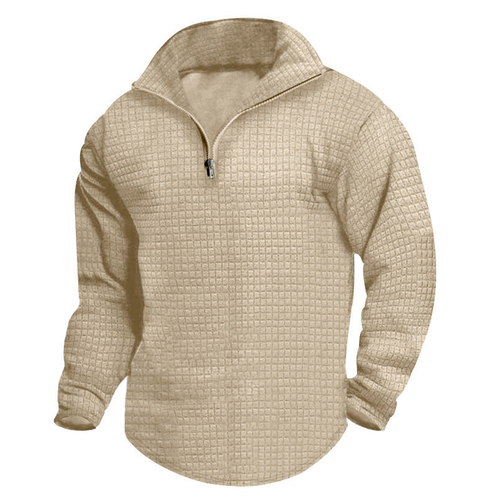 Men's High-Quality Fleece Sweater with Stand-Up Collar and Zipper Lune London