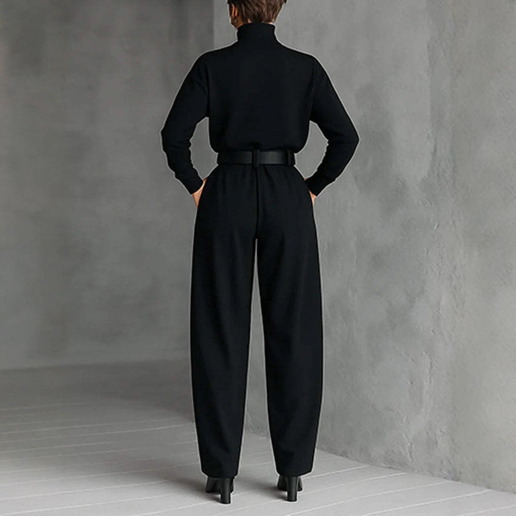 Combinaison utilitaire pour femme avec col haut et ceinture à la taille Chic & Stil