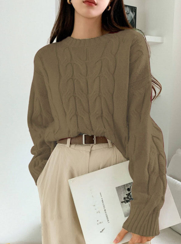 Pull en maille épaisse pour femmes avec motif en câble et coupe décontractée Chic & Stil