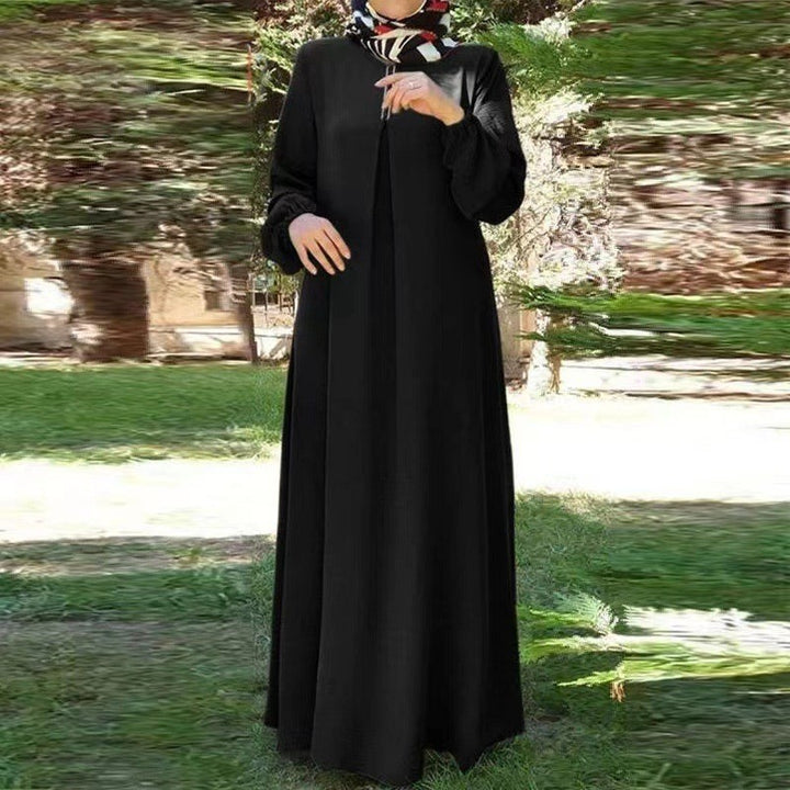 Maxi dress for women with elegant high collar and raglan sleeves Lune London