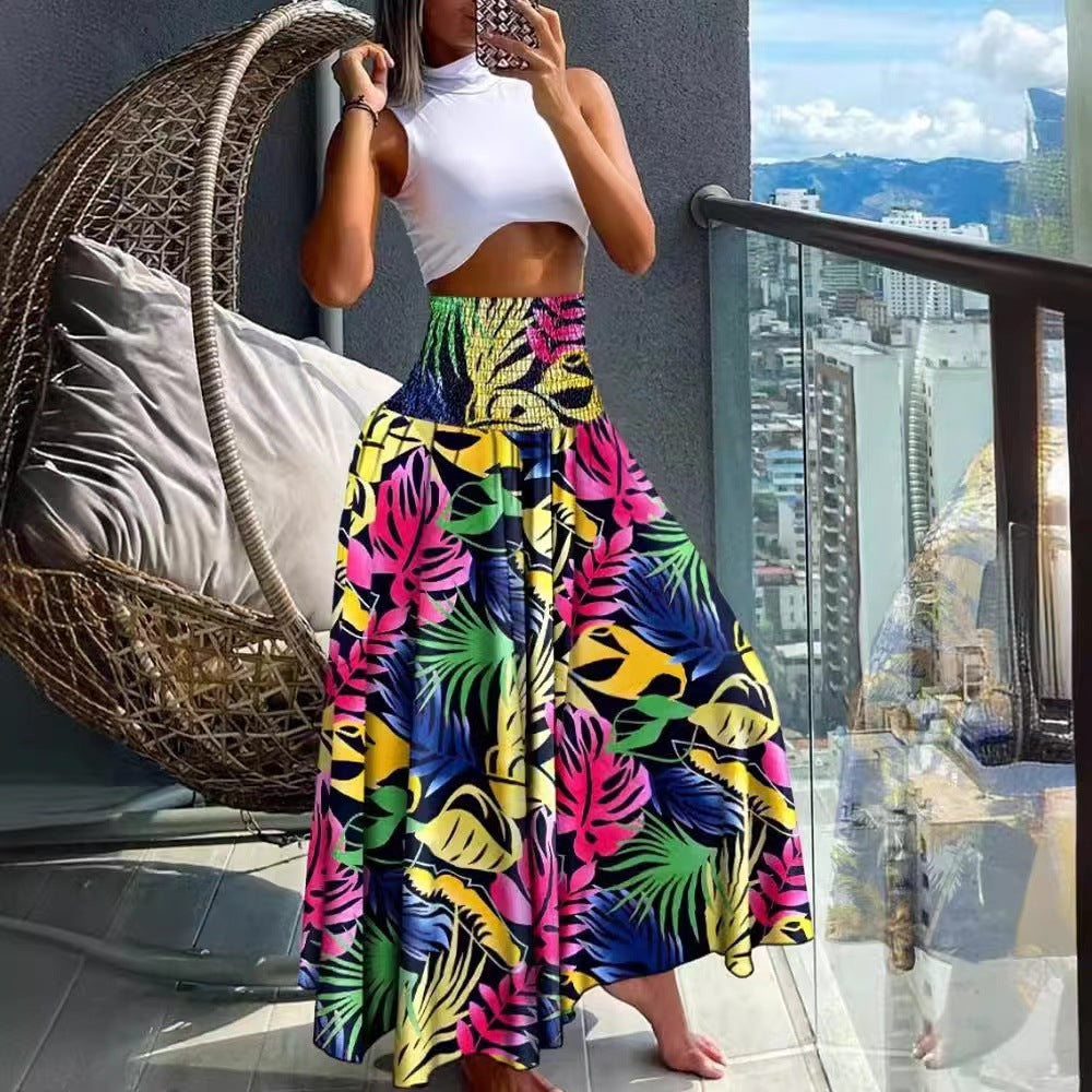 Maxi skirt with tropical print for women Lune London
