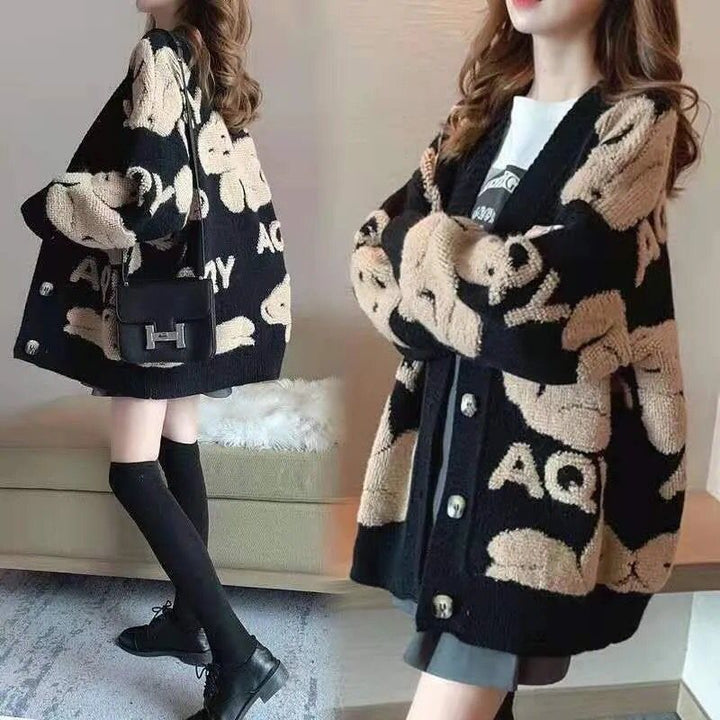 Women's oversized knit sweater with playful pattern and comfortable fit Lune London