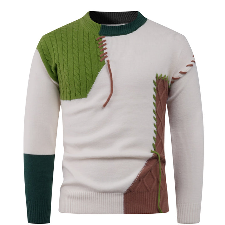 Fashion knit sweater for men with asymmetric twisted pattern Lune London