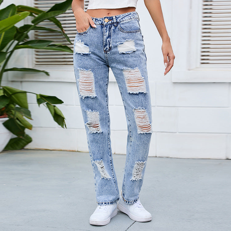 Distressed Mom Jeans for women with a relaxed fit and high waist Lune London