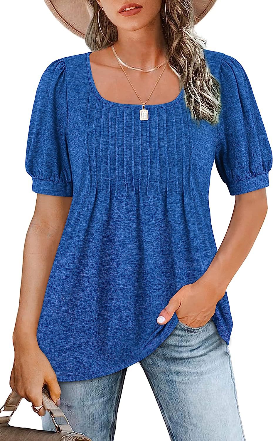 Casual T-shirt for ladies with puff sleeves and pleated design Lune London