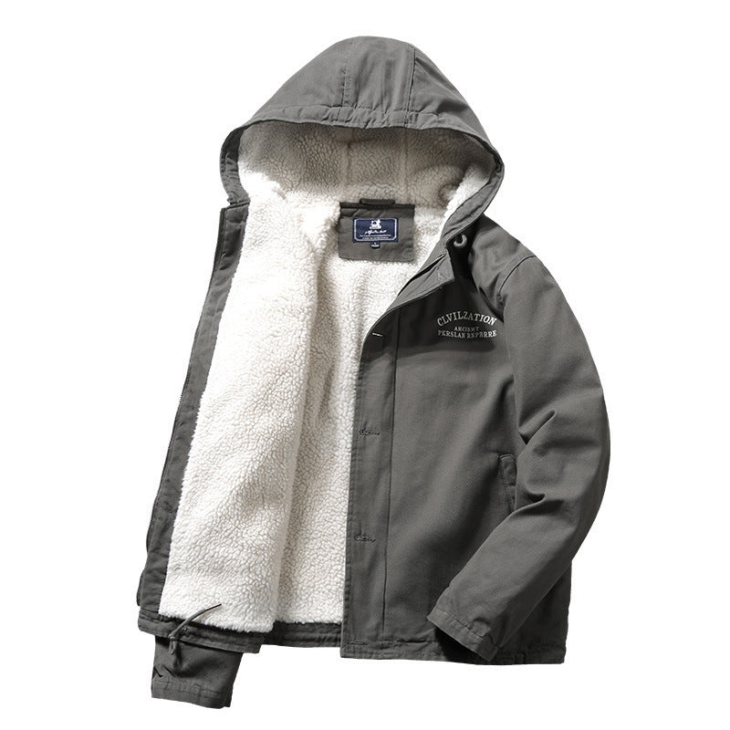 Technical transition jacket for men with warming teddy inner lining Lune London