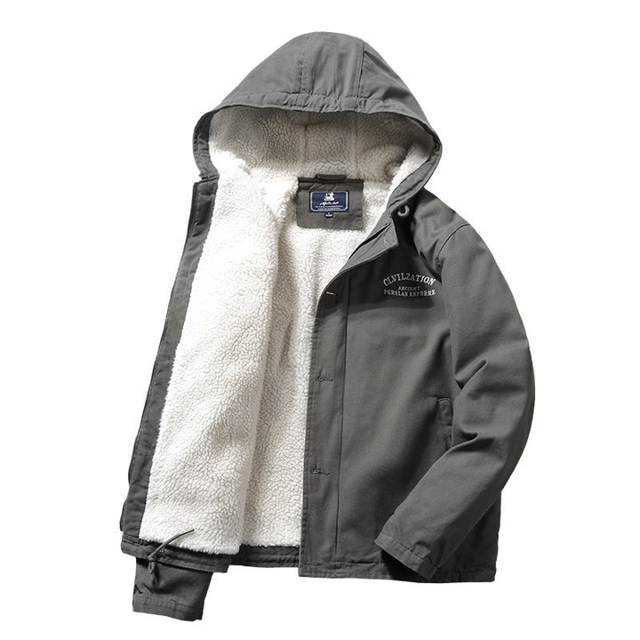 Technical transition jacket for men with warming teddy inner lining Lune London