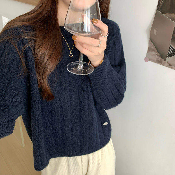 Pull en tricot épais pour femmes avec un élégant design en côtes et une coupe décontractée Chic & Stil