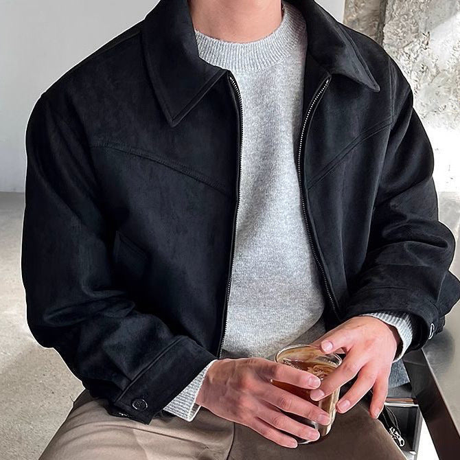 Men's Casual Transitional Jacket Made Of Soft Synthetic Leather with Zipper Lune London