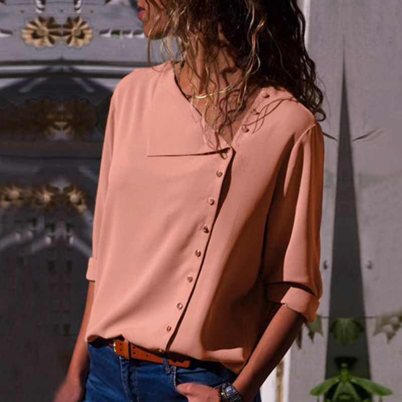 Ladies Buttoned Relaxed Fit Blouse Chic and Style