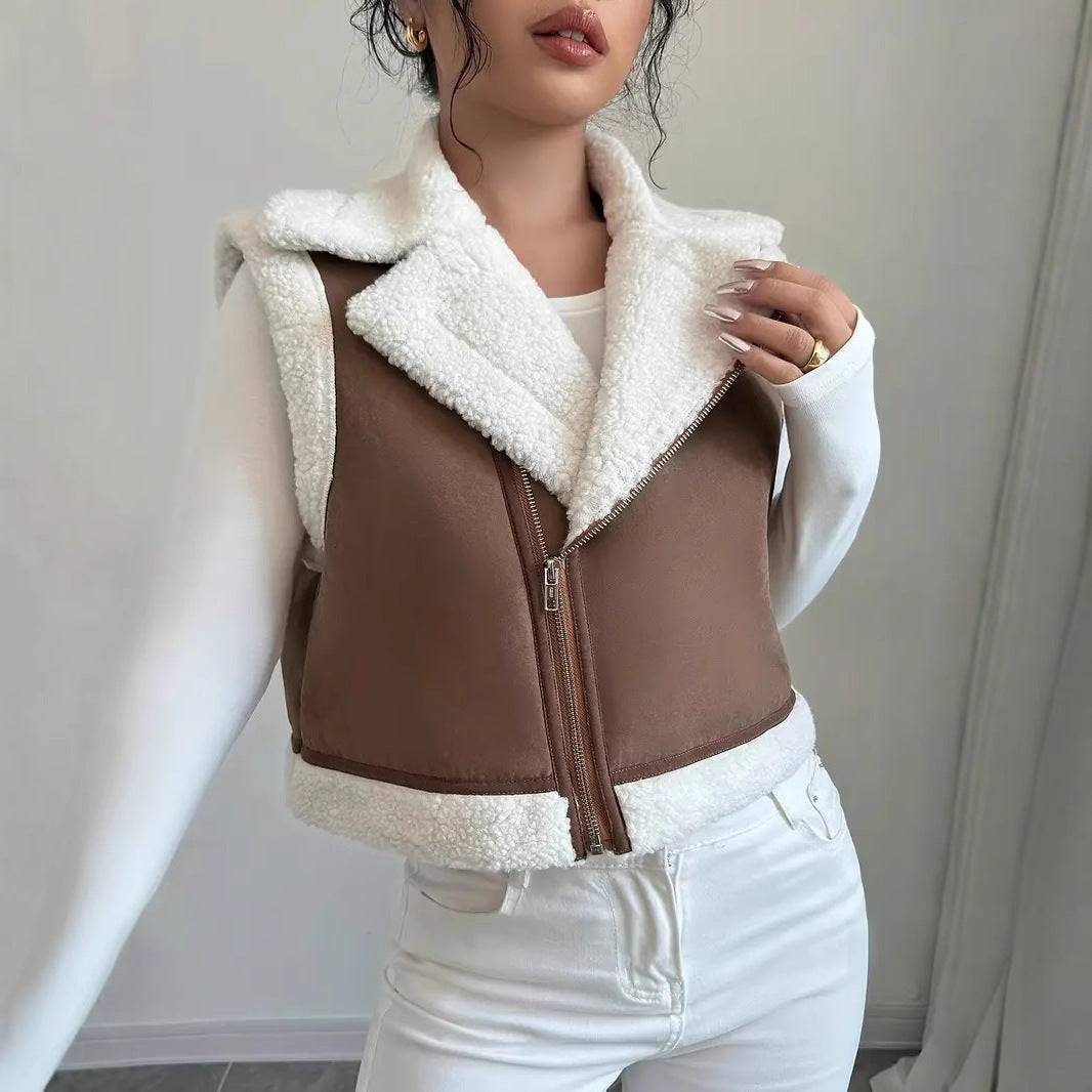 Ladies reversible faux fur vest with high-quality zipper Lune London