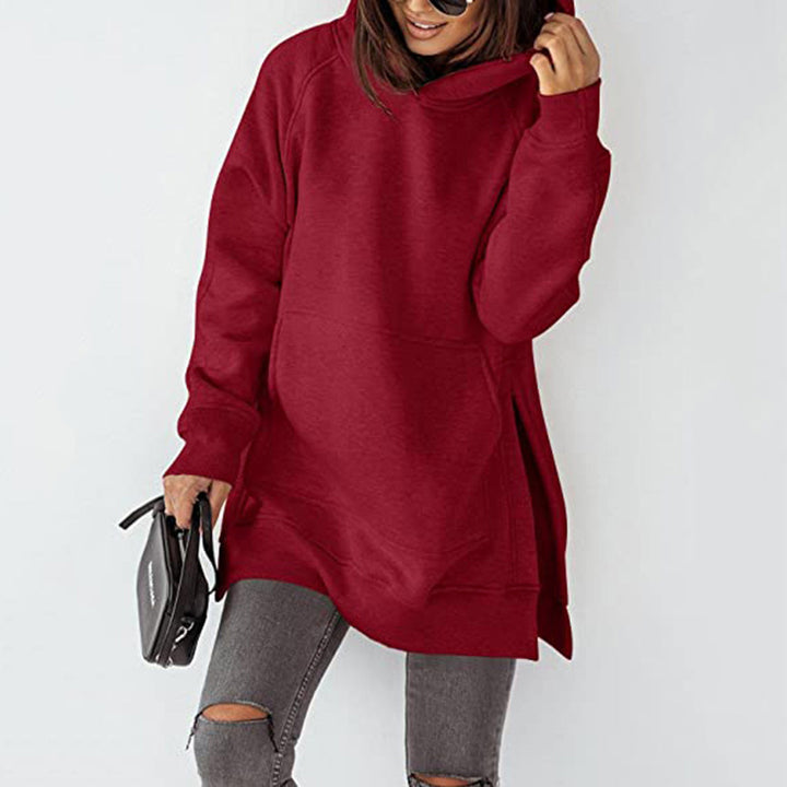 Lady Oversized Hoodie with Side Slits and Chic Fashion Design