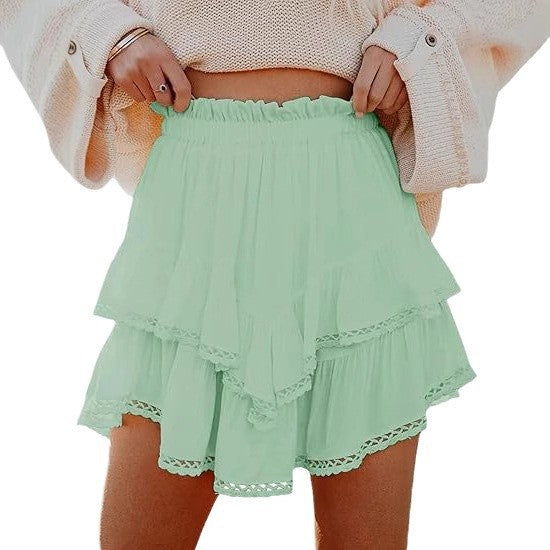 Summer skirt for women with voluminous lace details and an elastic waist Lune London