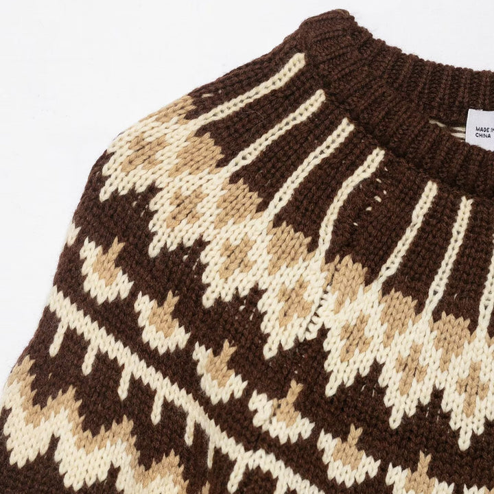 Pull en tricot pour femmes avec motif norvégien et épaules tombantes Chic & Stil