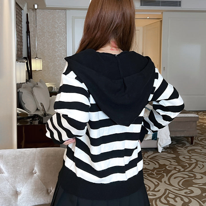 Ladies striped cardigan with zipper Lune London