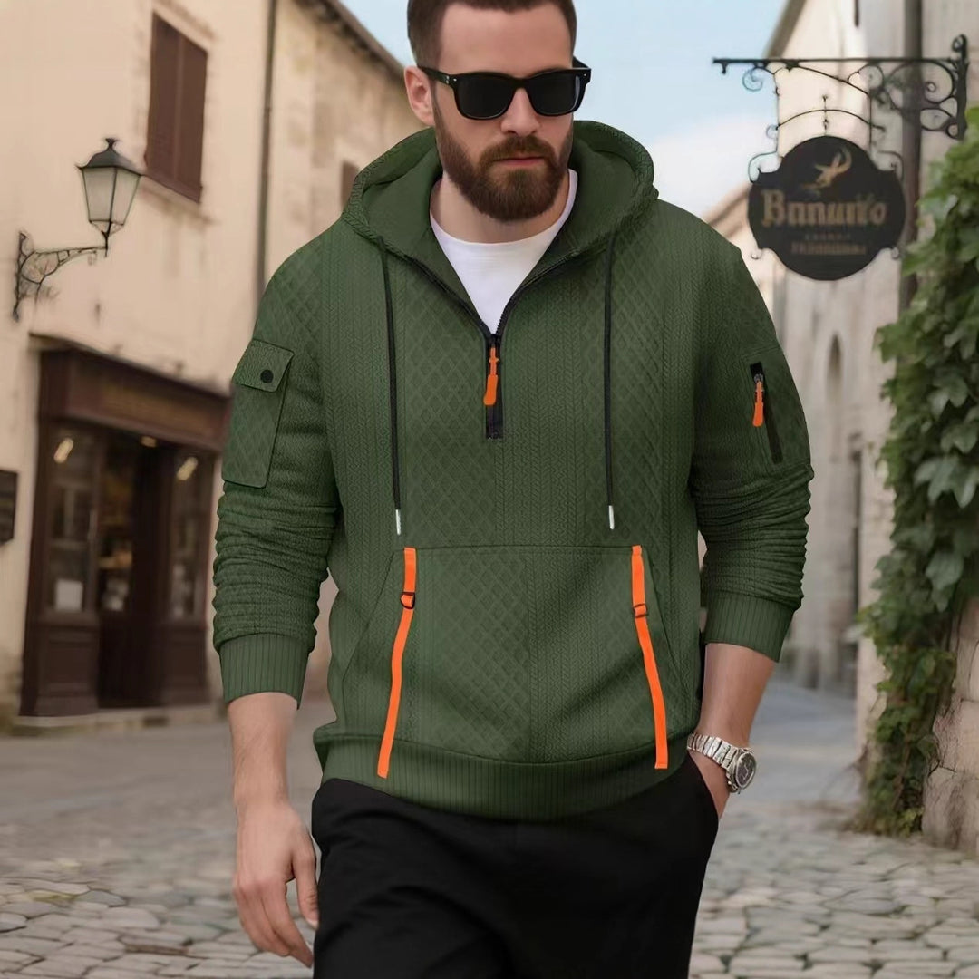 Men's trendy hoodie with textured design and practical pockets Lune London