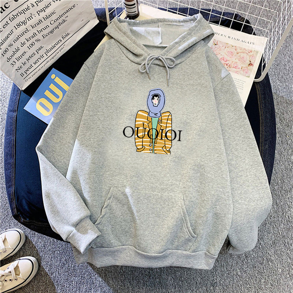 Ladies hoodie with unique cartoon design Chic & Stil