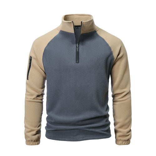 Men's fleece pullover with half-zip and practical pocket design Lune London
