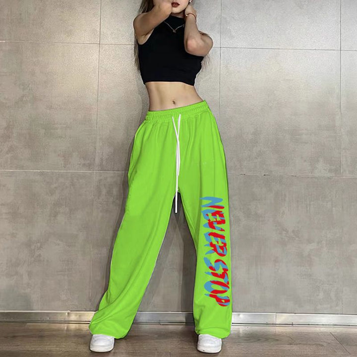 Women’s leisure pants with elastic waistband and creative print Chic & Stil