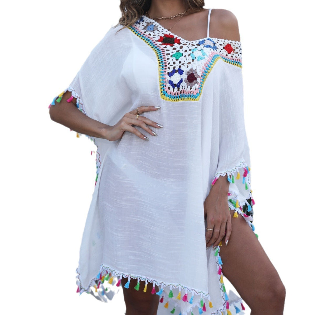 Ladies fringes border crochet beach wrap Lune London
