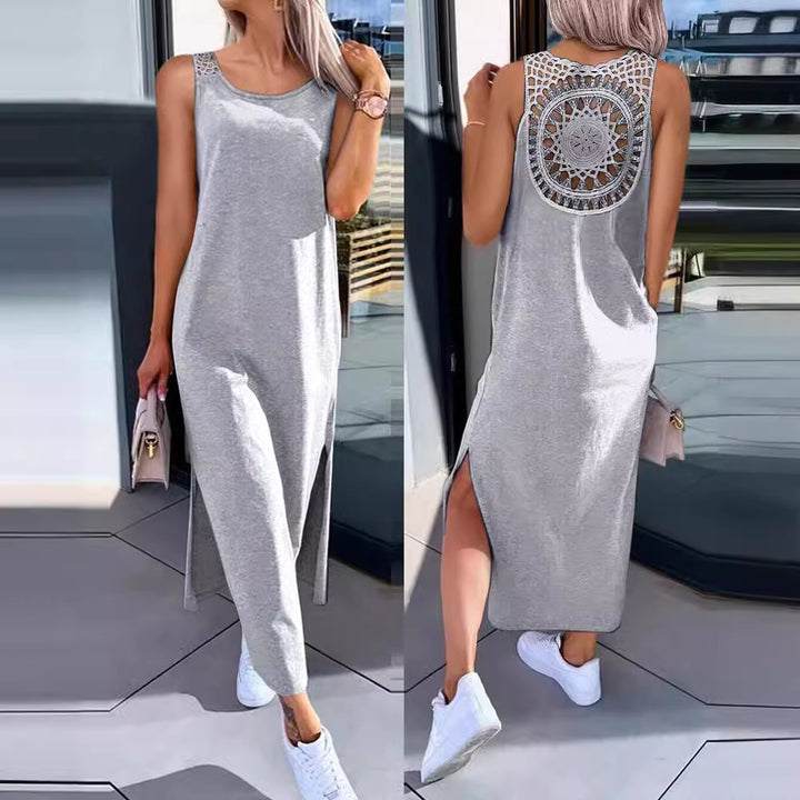 Ladies Elegant Maxi Dress with Chic Back Details and Style