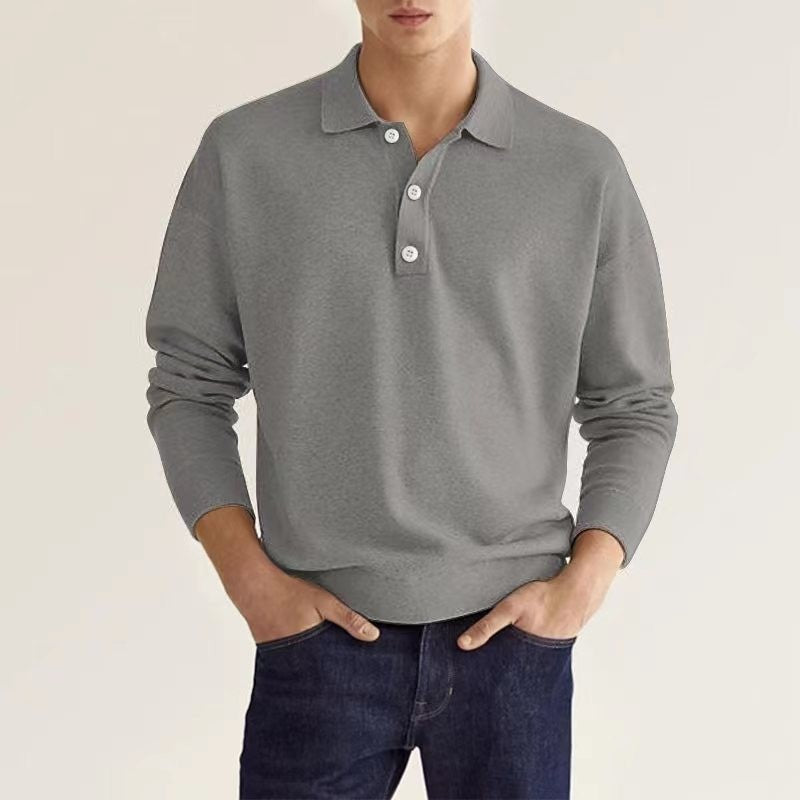 Long sleeve polo shirt for men in breathable fabric with modern button details Lune London