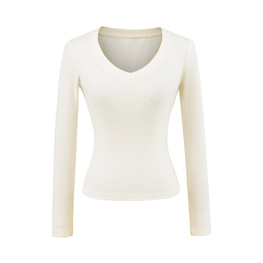 Long sleeve V-neck fitted women's T-shirt Lune London