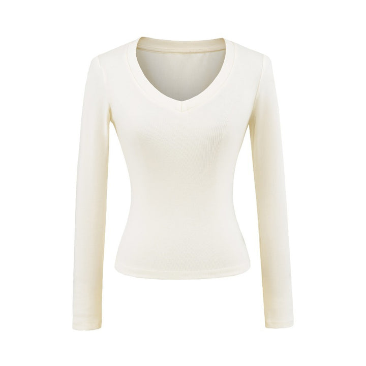 Long sleeve V-neck fitted women's T-shirt Lune London