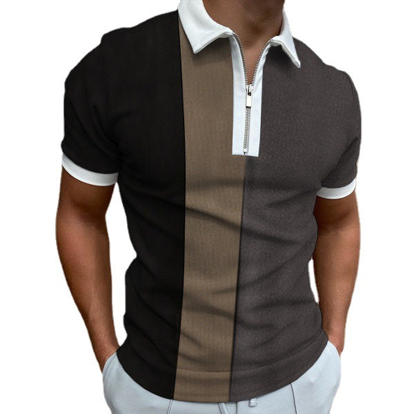 Color-block zip polo shirt for men Lune London