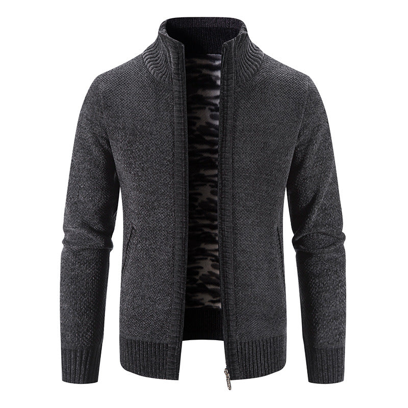 Men's knit jacket with high collar and practical zippered pockets Lune London