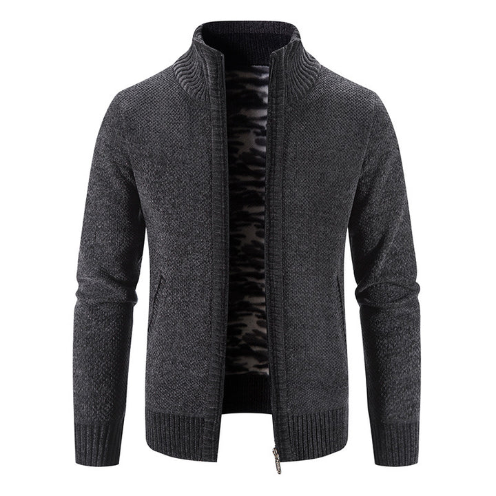 Men's knit jacket with high collar and practical zippered pockets Lune London