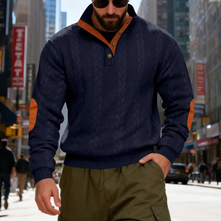 Men's knitted sweater with contrasting details and modern button closure Lune London
