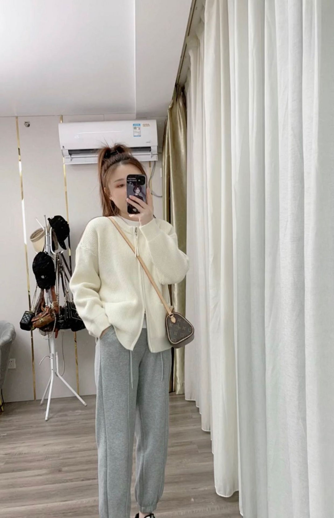 Knitted jacket for women with textured design and open collar Lune London