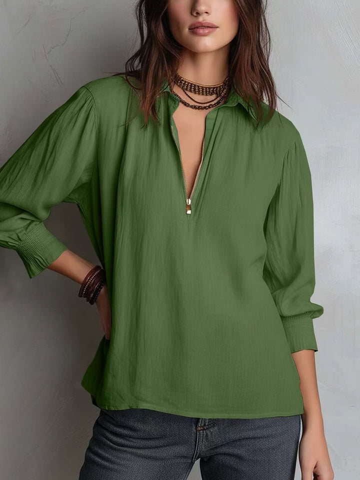 Women's blouse with half-length sleeves and zipper Lune London