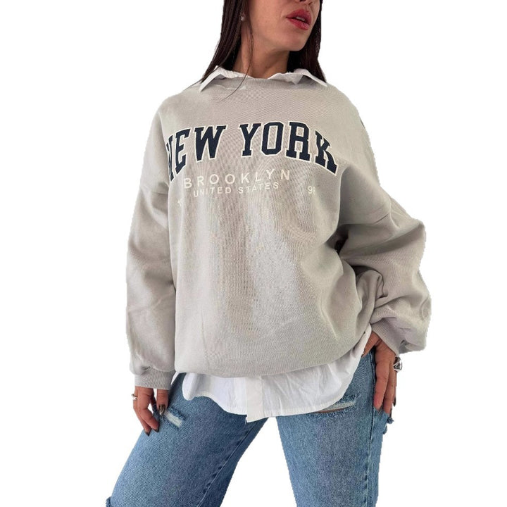 Women casual sweatshirt with creative New York print and oversized fit Lune London
