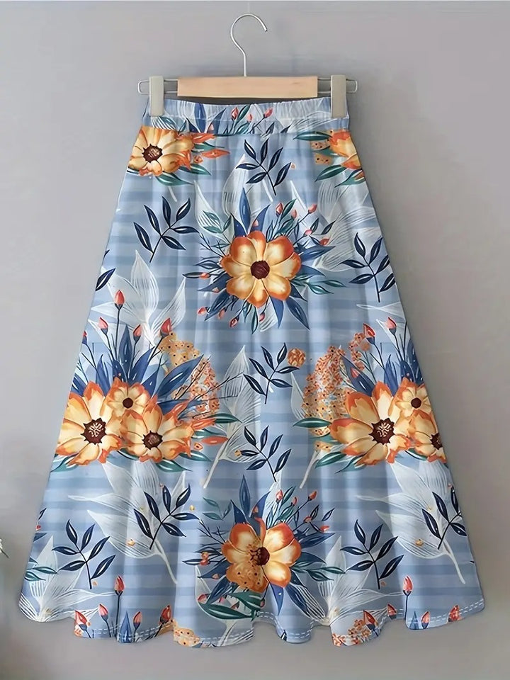 Floral maxi skirt for women with elastic waist and fluid fit Chic and Style